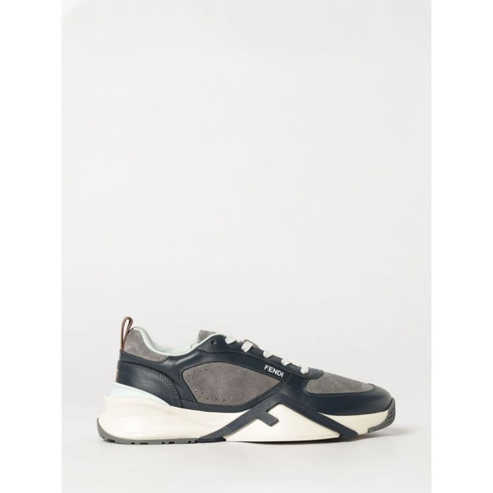 Fendi Men Fendi Flow Low-Top Sneakers In Suede And Smooth Calf Leather